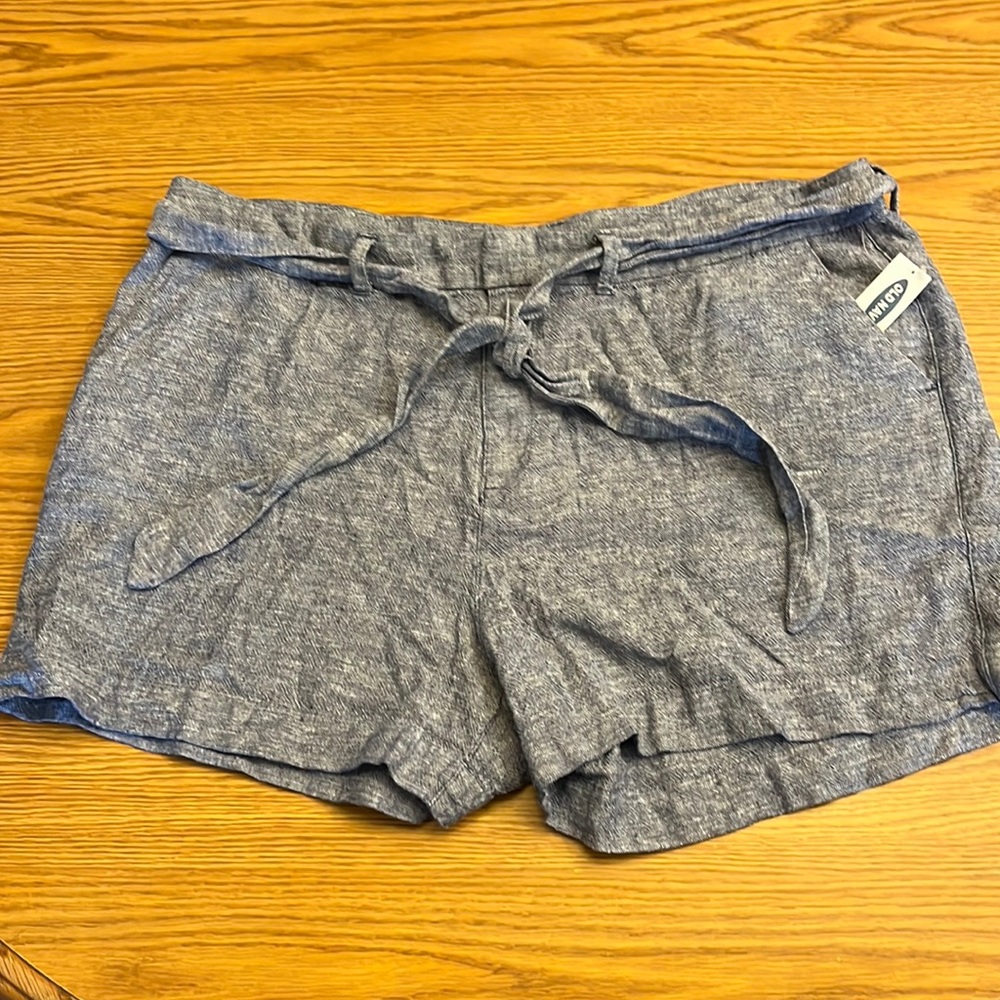 Womens linen shorts with tie belt